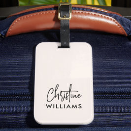 Namnteckning  rosa för handskrivet skript i Monogr Bagagebricka