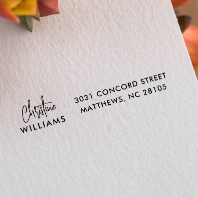 Namnteckning  rosa för handskrivet skript i Monogr Självfärgande Stämpel (elegant self-addressed stamp)