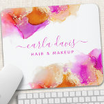Namnteckning Rosa Orange Alcohol Bläck Musmatta<br><div class="desc">Elegant rosa orange Alkohol bläck-handskrivet stil calligraphy-skript professionell business design. Perfekt för konstnärer,  hårstilister,  kosmetologer med mera!</div>