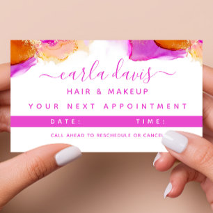 Namnteckning Rosa Orange Alcohol Bläck Tidsbeställning Kort