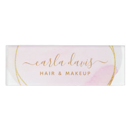 Namnteckning  Rosa vattenfärgscirkel i Guld