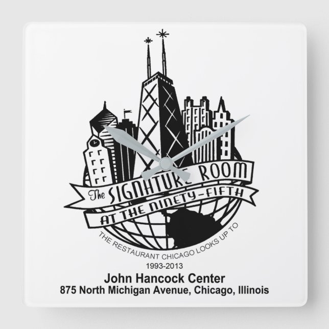 Namnteckning rum på 95:e, Chicago, IL Fyrkantig Klocka (Framsida)