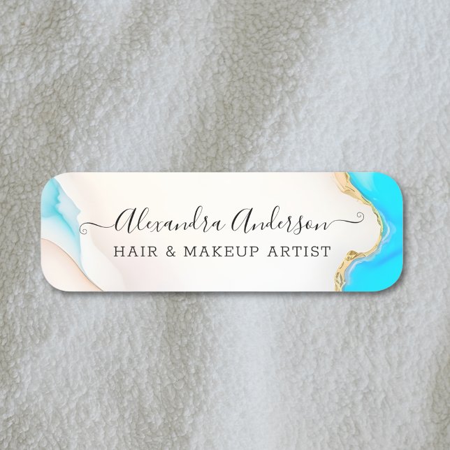 Namnteckning skript för lyxagate Marble Namnbricka (Luxury Agate Marble Signature Script Name Tag)
