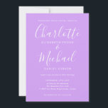 Namnteckning skript Lavender Lilac Chic Bröllop Inbjudningar<br><div class="desc">Den här inbjudan från elegant bröllop kan vara personlig med dina uppgifter i chic text på en lavender lilac orchid-bakgrund. Den innehåller information om att du har namnteckning stil namn. Du kan anpassa bakgrunden till färg för att matcha bröllop-temat. Designad av Thisisnotme©</div>