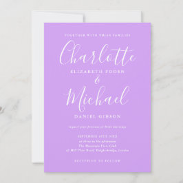 Namnteckning skript Lavender Lilac Chic Bröllop Inbjudningar