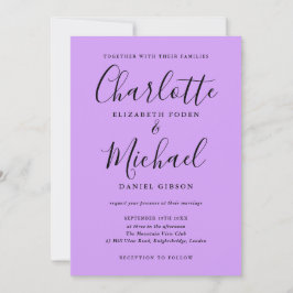 Namnteckning skript Lavender Lilac Orchid Bröllop Inbjudningar
