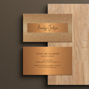 Namnteckning skript, modern glam guld glitter visitkort