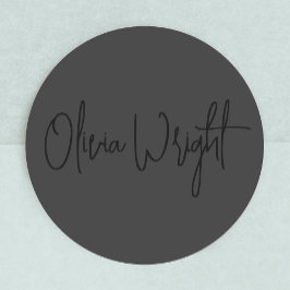 Namnteckning skript, Professionell svart på svart Runt Klistermärke