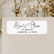 Namnteckning skripthjärtemodern etikett