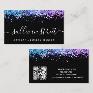 Namnteckning skriptkod för Glitter Glam QR Visitkort