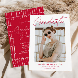 Namnteckning Studentfesten Rött skript, foto Inbjudningar