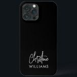 Namnteckning svart monogram handskrivet skript<br><div class="desc">Snyggtens moderna telefonfodral i anpassningsbarna med ett modernt,  minimalistiskt namnteckning typografi parad med sans-serif-teckensnitt i minsta svartvitt Gör den till din genom att lägga till ditt eget monogram namn och text på ryggradssidan för att skapa en utformning som är lika unik som du.</div>