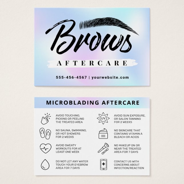 Namnteckning UV Gloss HoloGraph Brow Aftercare-kor Visitkort (Framsida & baksida)
