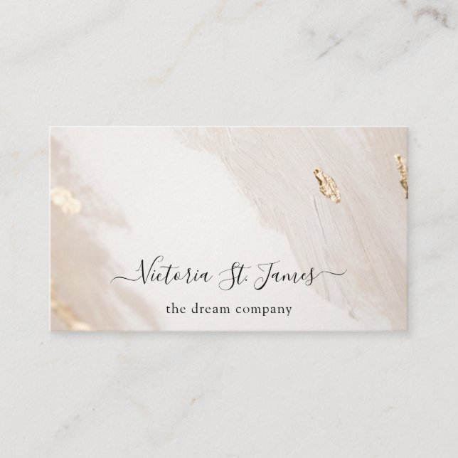 Namnteckning Vintage Guld Beige  Affärskort Visitkort (Framsida)