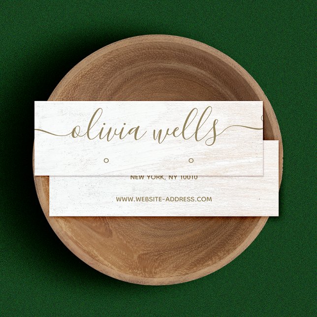 Namnteckning Visningen Skriptvit träavläsning Mini Visitkort (Skapare uppladdad)