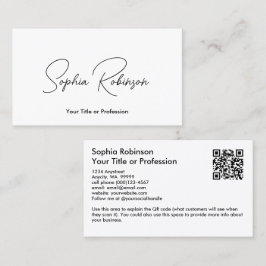 Namnteckning vitt QR Visitkort