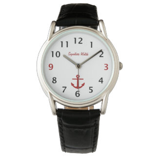 Namnteckning Watch Anchor Black and Red Armbandsur