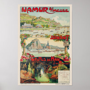 Namur sur Meuse Belgium Vintage affisch 1891