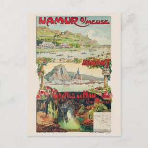 Namur sur Meuse Belgium Vintage affisch 1891 Vykort