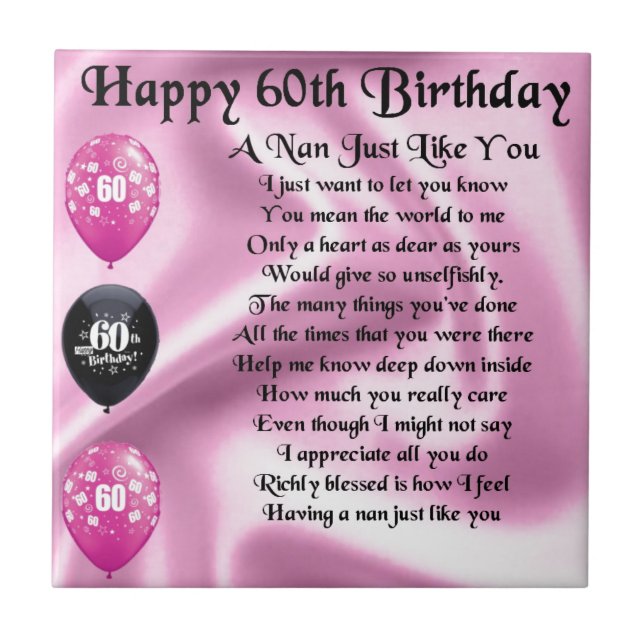 Nan dikt - 60th födelsedag kakelplatta (Framsidan)