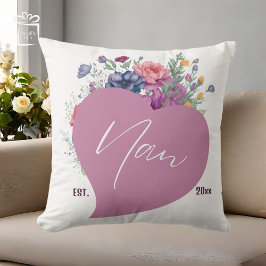 Nan Est 20xx Watercolor Wildblomma Heart Kudde