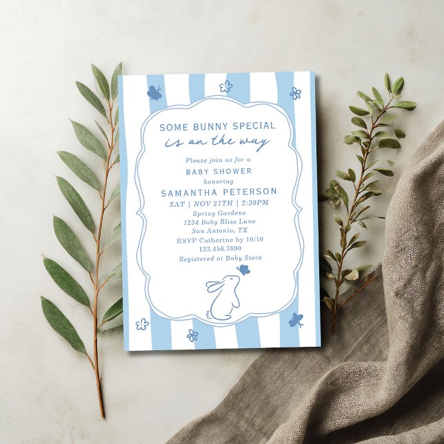 Nån Kanin är På väg Excentrisk Pojk Babyshower Inbjudningar (Skapare uppladdad)