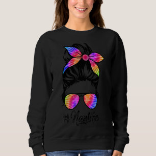 Nan Life Messy Hair Bun Tie Dye Women Mors dag T Shirt
