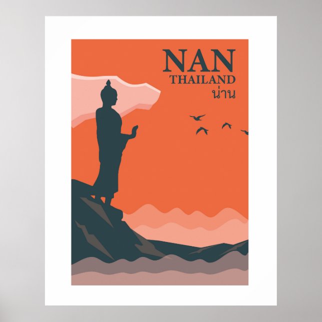 Nan Retro Stil Thailand Travel Wall Art Poster (Framsidan)