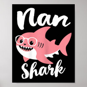 Nan Shark Mors dag Grandma Funny Poster