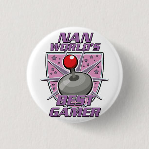 Nan Världens bästa gamer retro logotyp Knapp