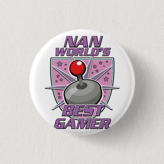 Nan Världens bästa gamer retro logotyp Knapp (Framsida)