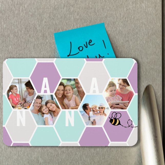 Nana 5 Photo Collage 4 Brev Söt Honeycomb Magnet (Skapare uppladdad)