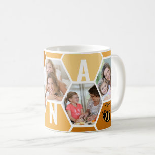 Nana 5 Photo Editable 4 Brev Bee och Honeycomb Kaffemugg