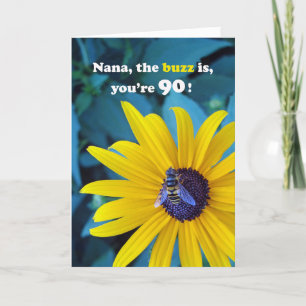 Nana 90:e Birthday med Bee på Flower Kort