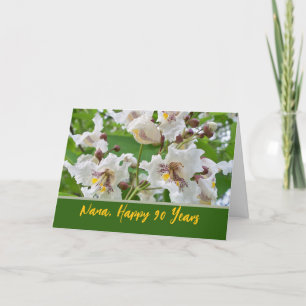 Nana 90:e Birthday med Catalpa Blommars Photo Kort