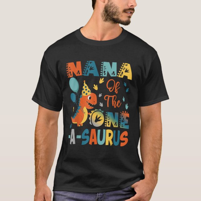Nana A Saurus 2:e födelsedag Dinosaur Par T Shirt (Framsida)