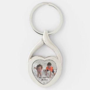 Nana Anpassningsbar Farbarn Foto Silver Heart Twisted Heart Silverfärgad Nyckelring