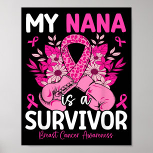 Nana är en överlevare Stöd bröstcancerupplysning Poster