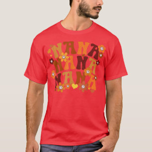 Nana Autumn Vintage Retro Groovy Hippie Heart Flor T Shirt