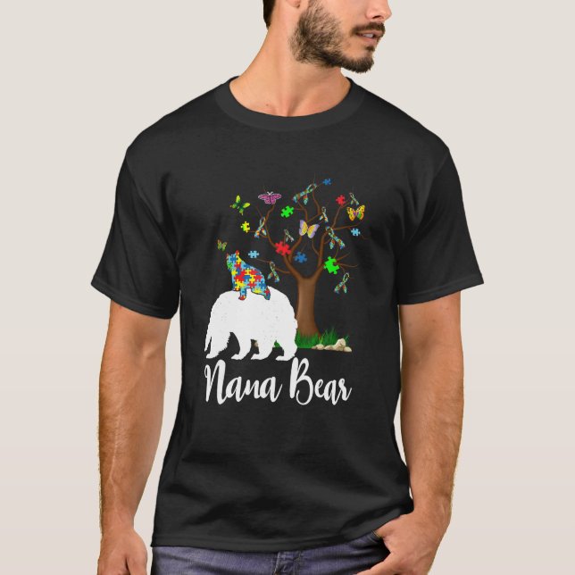Nana Bear Autism Awareness Kärlek Support T Shirt  (Framsida)
