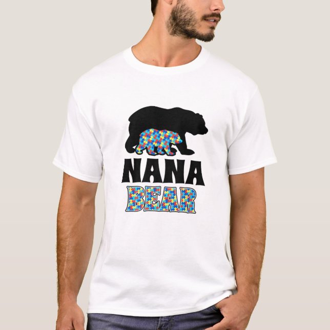 Nana Bear Autism Awareness T Shirt (Framsida)