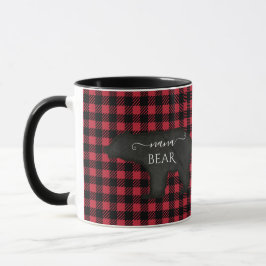 Nana Bear Black n Red Rustic Buffalo-kontrollpapp Mugg