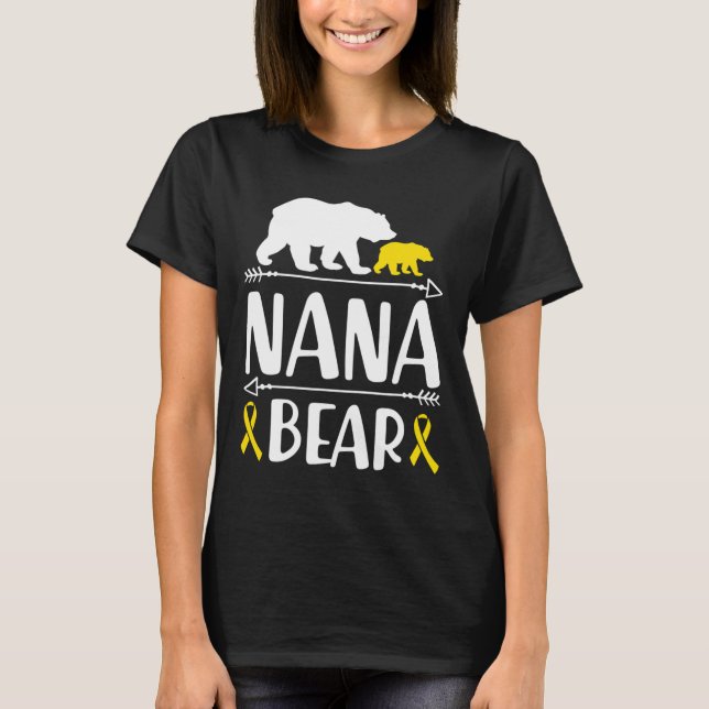 Nana Bear Children Cancer Awareness Grandma of a T Shirt (Framsida)