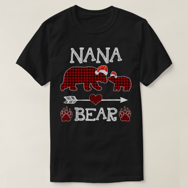 Nana Bear jul jul Pajama Red Play Buffalo Famil T Shirt (Design framsida)