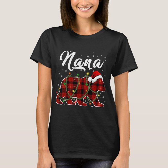 Nana Bear Julafton Red Play Matching Familjejulen T Shirt (Framsida)