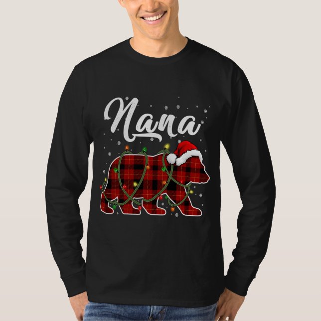 Nana Bear Julafton Red Play Matching Familjejulen T Shirt (Framsida)