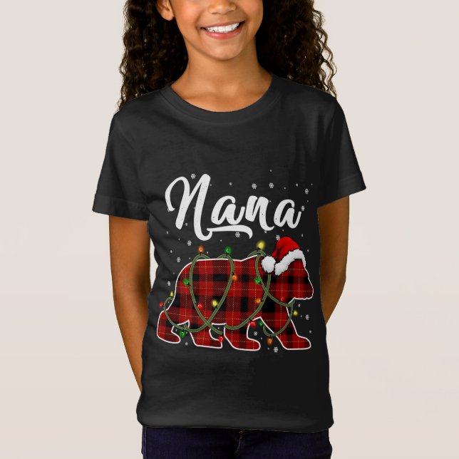Nana Bear Julafton Red Play Matching Familjejulen T Shirt (Framsida)