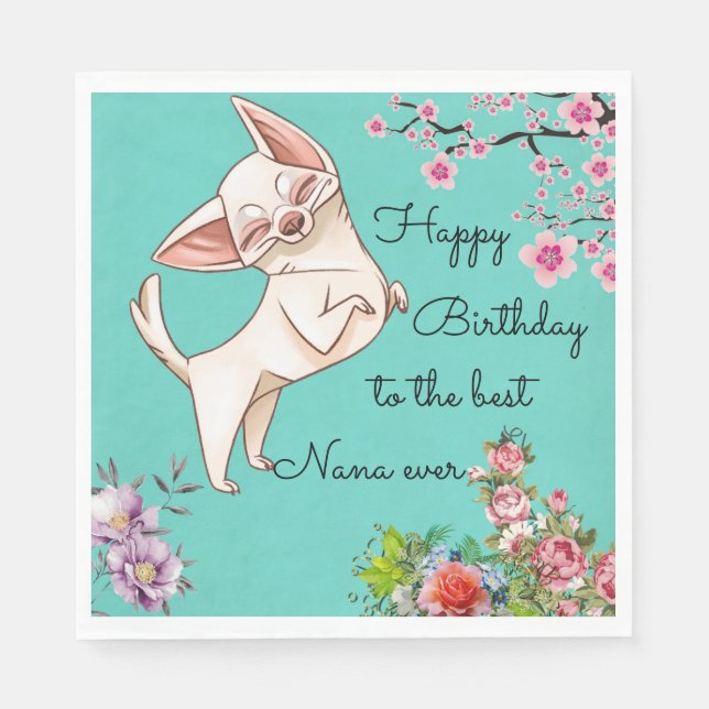 Nana Birthday Chihuahua Pappra Napkins Pappersservett (Framsidan)