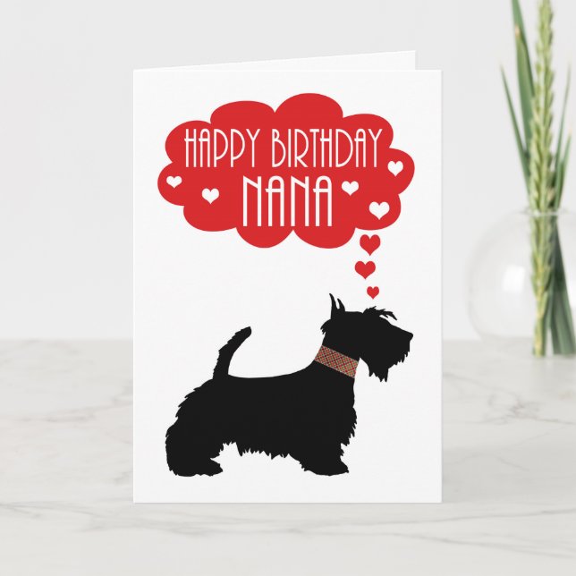 Nana Birthday med Silhouette Scottish Terrier Kort (Framsida)