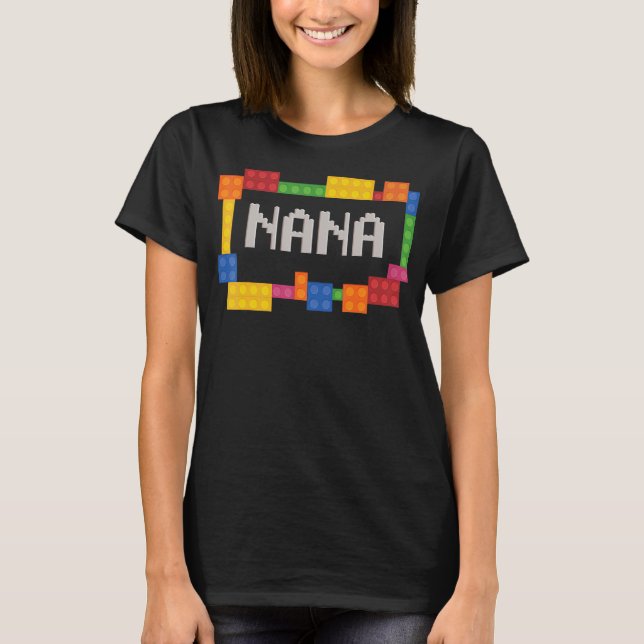 Nana Blocks Master Builder Brick Builder Birthda T Shirt (Framsida)